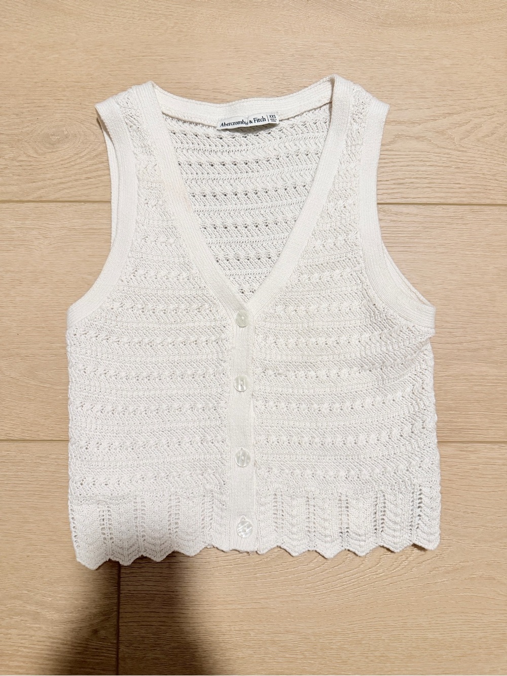 Abercrombie & Fitch Cream Crochet Button-Front Tank